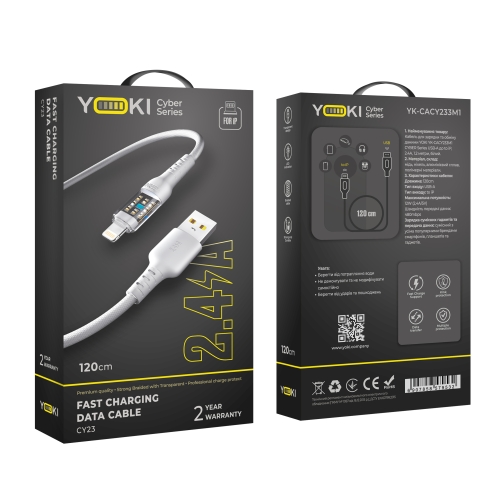 Купить USB YOKI CYBER YK-CY23 Lightning 2.4A 1.2m, 3