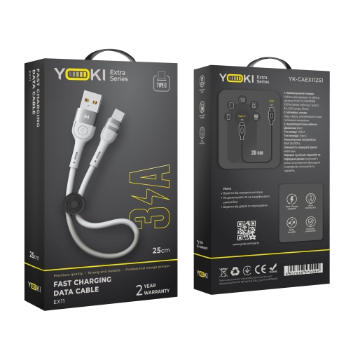 Купить USB YOKI EXTRA YK-EX11 Type-C 3A 0.25m, 2
