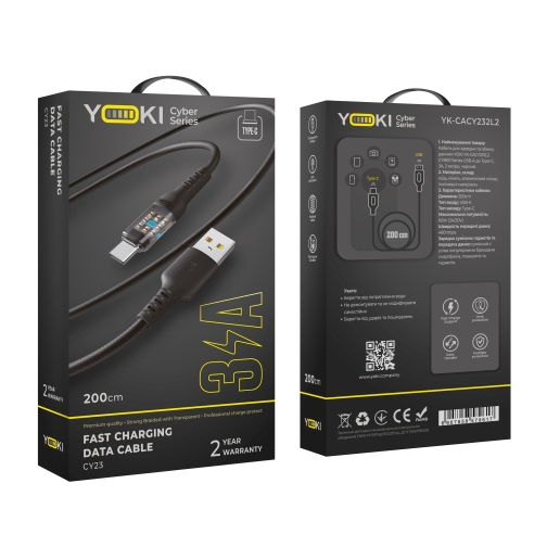 Купить USB YOKI CYBER YK-CY23 Type-C 3A 2m, 2