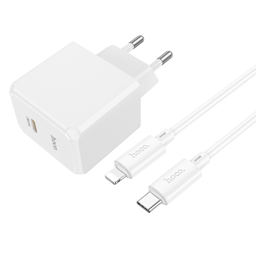 Купити Мережевий Зарядний Пристрій Hoco CS13A 1USB-C PD/QC 20W+Type-C to Lightning, 3