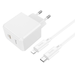 Купити Мережевий Зарядний Пристрій Hoco CS13A 1USB-C PD/QC 20W+Type-C to Lightning, 3