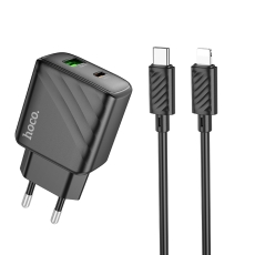 Купить Сетевое Зарядное Устройство Hoco CS23A 1USB/1USB-C PD/QC 30W+Type-C to Lightning