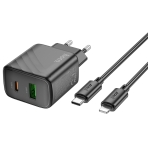Купить Сетевое Зарядное Устройство Hoco CS23A 1USB/1USB-C PD/QC 30W+Type-C to Lightning, 5