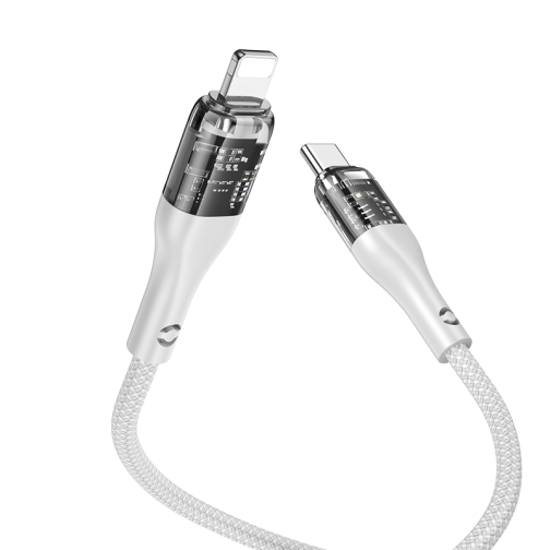 Купить USB Hoco U115 Transparent PD20W With Display Type-C to Lightning 1.2m, 6