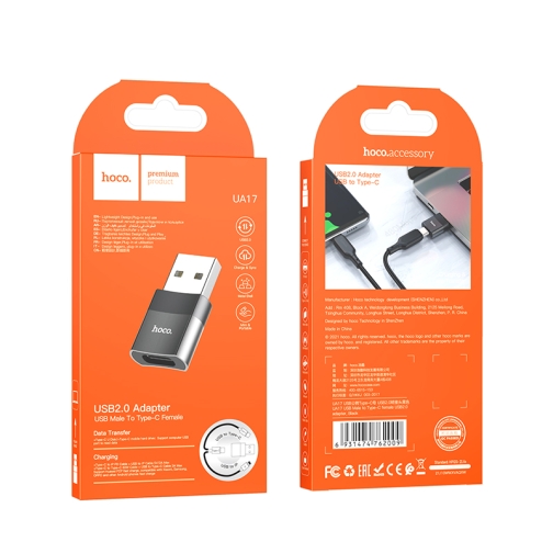 Купити Перехідник Hoco UA17 USB Male to Type-C female USB2.0 adapter