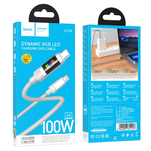 Купити Кабель USB Hoco U126 100W Type-C to Type-C 1.2m, 2