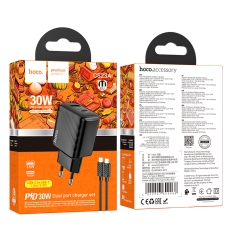 Купити Мережевий Зарядний Пристрій Hoco CS23A 1USB/1USB-C PD/QC 30W+Type-C to Type-C