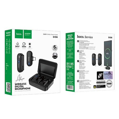 Купить Микрофон Петличный Беспроводной Hoco DI56 Twin Type-C, 2