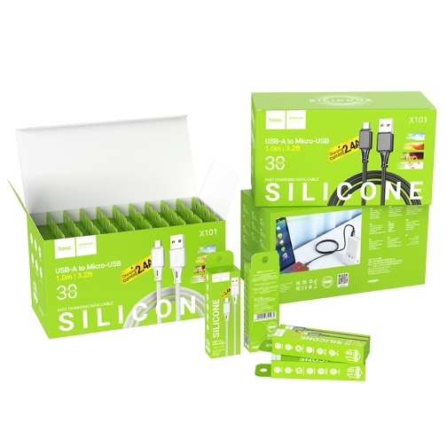 Купити Кабель USB Hoco X101 Assistant Silicone Micro 2.4A 30шт.