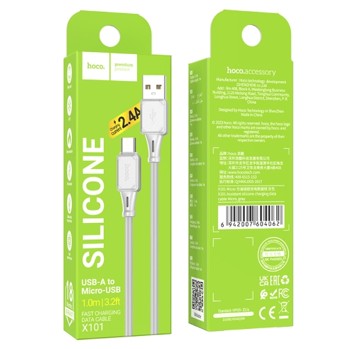 Купити Кабель USB Hoco X101 Assistant Silicone Micro 2.4A 30шт., 2