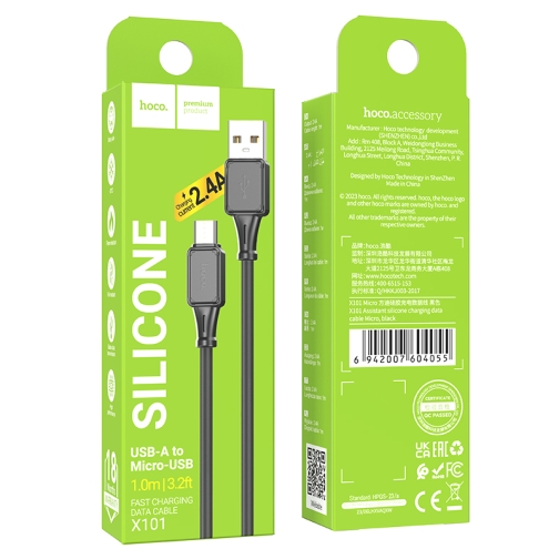 Купити Кабель USB Hoco X101 Assistant Silicone Micro 2.4A 30шт., 3