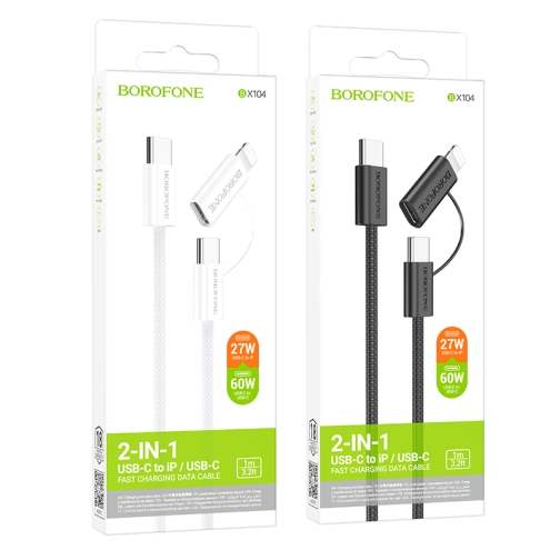 Купить USB Borofone BX104 Primo two-in-one 60W Type-C to Type-C/iP PD27W