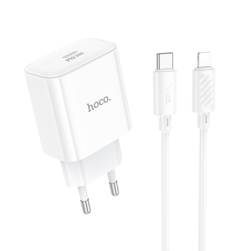 Купити Мережевий Зарядний Пристрій Hoco C76A Pro 1USB-C PD/QC 30W+Type-C to Lightning