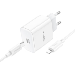 Купити Мережевий Зарядний Пристрій Hoco C76A Pro 1USB-C PD/QC 30W+Type-C to Lightning, 3
