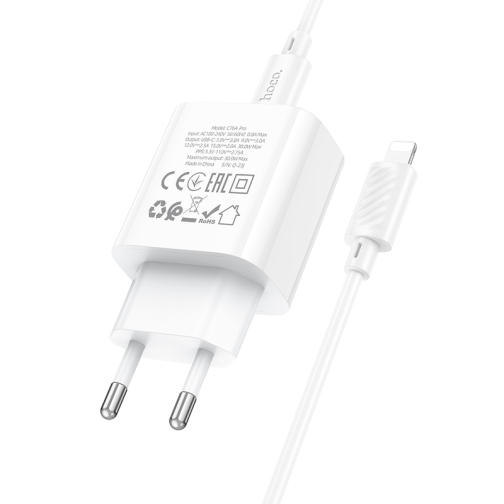 Купити Мережевий Зарядний Пристрій Hoco C76A Pro 1USB-C PD/QC 30W+Type-C to Lightning, 7