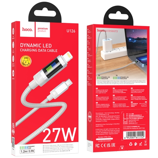 Купити Кабель USB Hoco U126 PD27W Type-C to Lightning 1.2m, 3