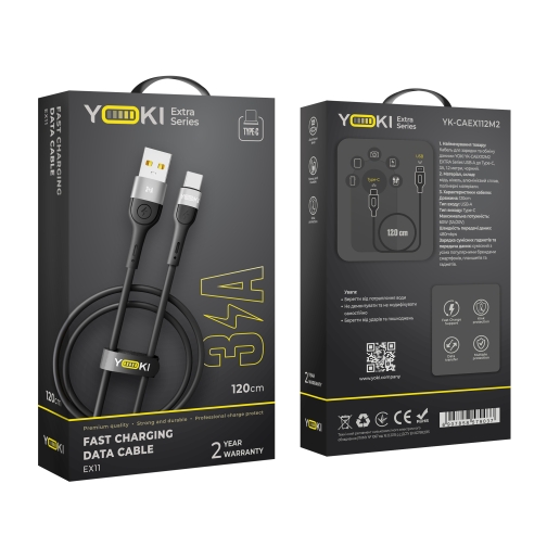 Купить USB YOKI EXTRA YK-EX11 Type-C 3A 1.2m, 3
