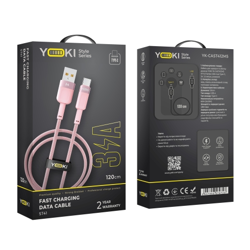 Купить USB YOKI STYLE YK-ST41 Type-C 3A 1.2m, 2