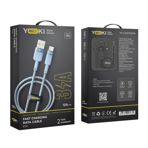 Купить USB YOKI STYLE YK-ST41 Type-C 3A 1.2m, 3