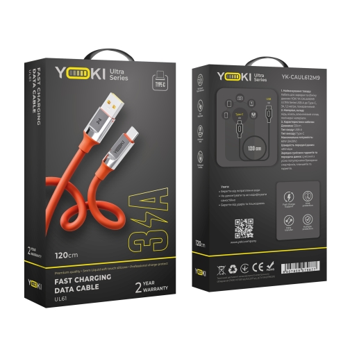 Купить USB YOKI ULTRA YK-UL61 Type-C 3A 1.2m, 2