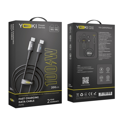 Купить USB YOKI POWER YK-PO70 Type-C to Type-C 100W 2m, 2