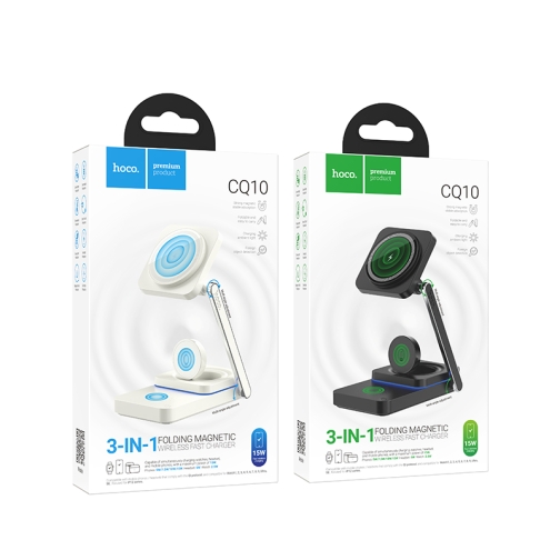 Купить Беспроводное Зарядное Устройство Hoco CQ10 3in1 Magnetic 15W For iWatch, 6