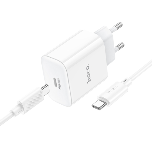 Купити Мережевий Зарядний Пристрій Hoco C76A Pro 1USB-C PD/QC 30W+Type-C to Type-C, 3