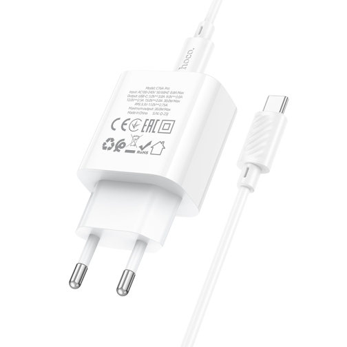 Купити Мережевий Зарядний Пристрій Hoco C76A Pro 1USB-C PD/QC 30W+Type-C to Type-C, 7