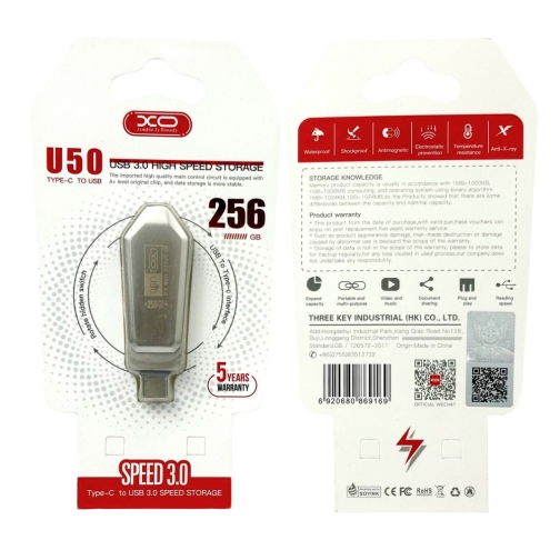 Купити USB флеш-накопичувач XO U50 USB3.0+Type C 256GB