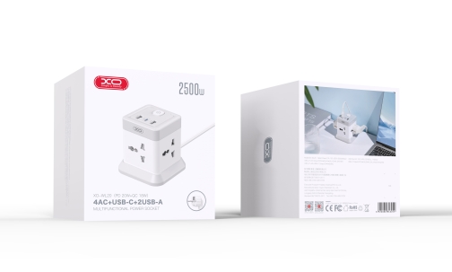 Купити Мережевий Подовжувач XO WL20 20W Square Socket 4AC +USB-A+1USB-C PD/QC 2m