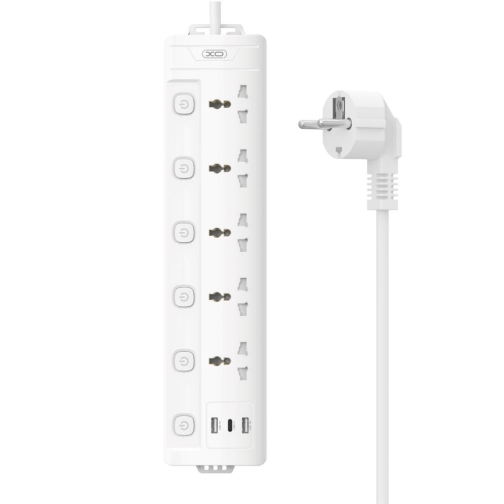 Купити Мережевий Подовжувач XO WL19 5AC+USB-A+1USB-C 2m, 2