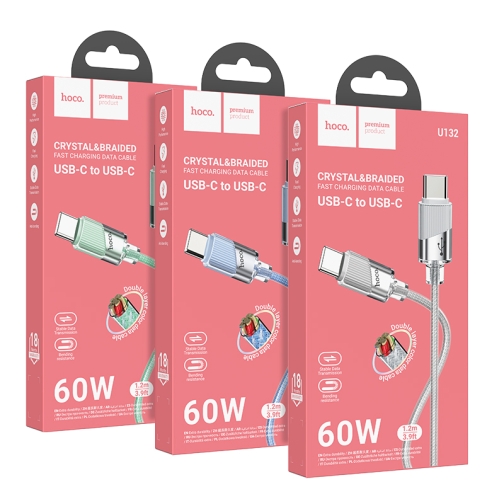 Купить USB Hoco U132 60W Type-C to Type-C 1.2m