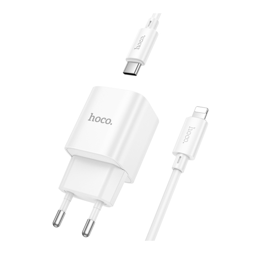 Купити Мережевий Зарядний Пристрій Hoco C146A 1USB-C PD/QC 20W+Type-C to Lightning, 3