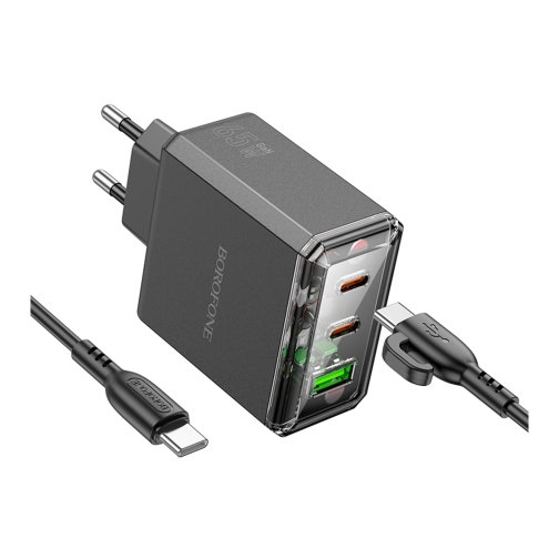 Купити Мережевий Зарядний Пристрій Borofone BAS34A 2Type-C/1USB PD/QC 65W Type-C to Type-C, 3