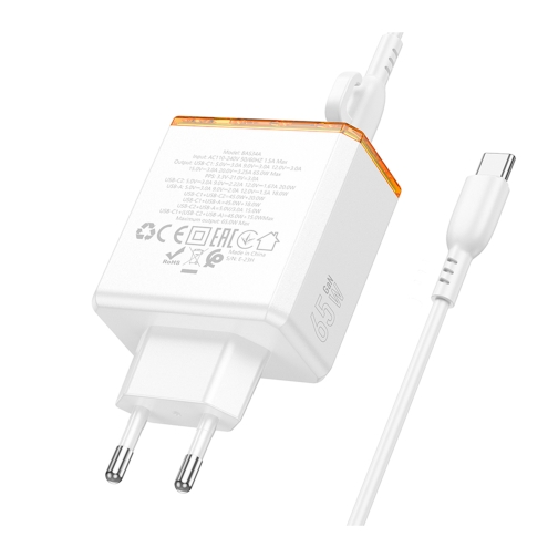 Купити Мережевий Зарядний Пристрій Borofone BAS34A 2Type-C/1USB PD/QC 65W Type-C to Type-C, 6