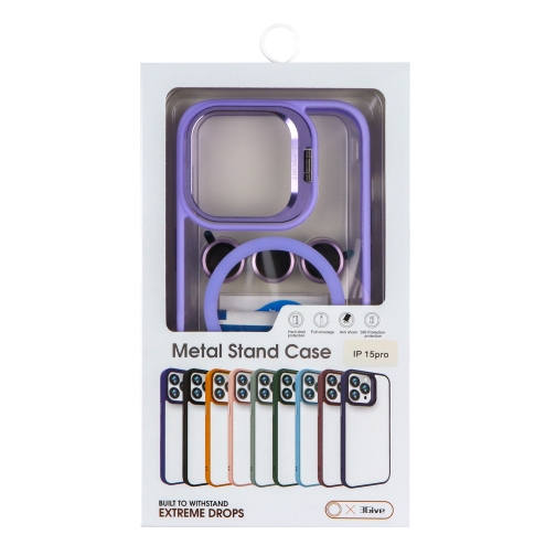 Купити Чохол TPU+PC+Metal Stand Case with MagSafe and Camera Lenses для iPhone 15 Pro, 15