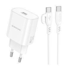 Купить Сетевое Зарядное Устройство Borofone BA82A 1USB-C PD/QC 25W+Type-C to Type-C