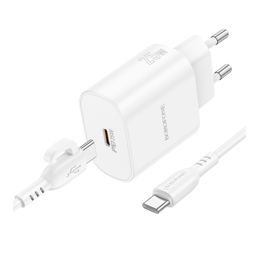 Купити Мережевий Зарядний Пристрій Borofone BA82A 1USB-C PD/QC 25W+Type-C to Type-C, 3