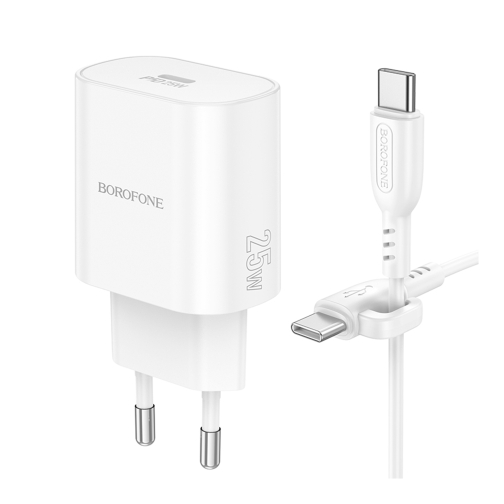 Купити Мережевий Зарядний Пристрій Borofone BA82A 1USB-C PD/QC 25W+Type-C to Type-C, 5