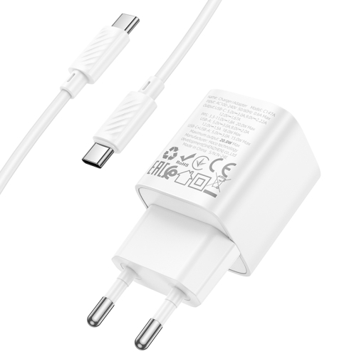 Купити Мережевий Зарядний Пристрій Hoco C147A 1USB-C/1USB PD/QC 20W+Type-C to Type-C, 7