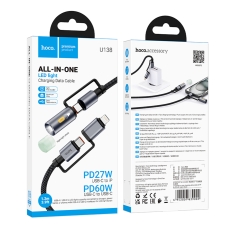 Купить USB Hoco U138 USB-C/iP to USB-C/LED Light 1.2m