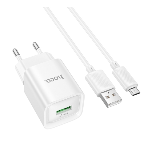 Купити Мережевий Зарядний Пристрій Hoco C145A 1USB QC 18W+USB to Micro, 3