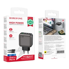 Купити Мережевий Зарядний Пристрій Borofone BAS57A 3USB-C/1USB PD/QC 67W GAN+Type-C to Type-C