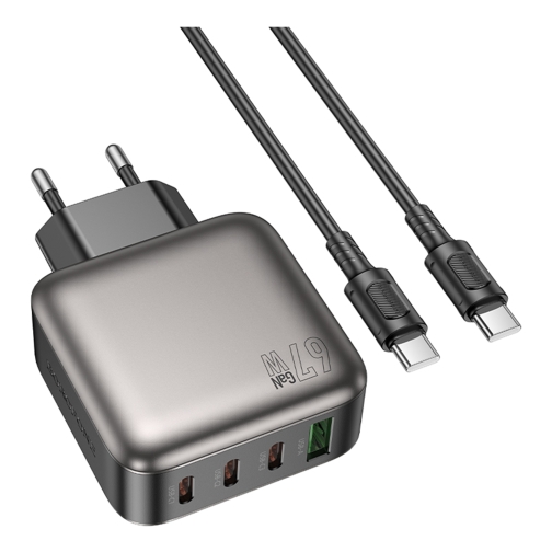 Купить Сетевое Зарядное Устройство Borofone BAS57A 3USB-C/1USB PD/QC 67W GAN+Type-C to Type-C, 3