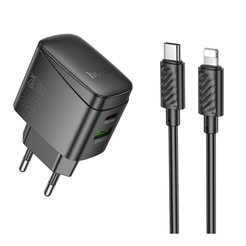 Купить Сетевое Зарядное Устройство Hoco CS61A 1USB/1USB-C PD/QC 30W+Type-C to Lightning