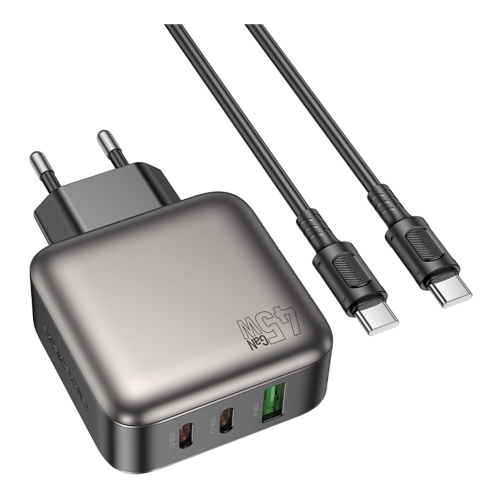 Купити Мережевий Зарядний Пристрій Borofone BAS56A 2USB-C/1USB QC/PD 45W GAN+Type-C to Type-C, 3
