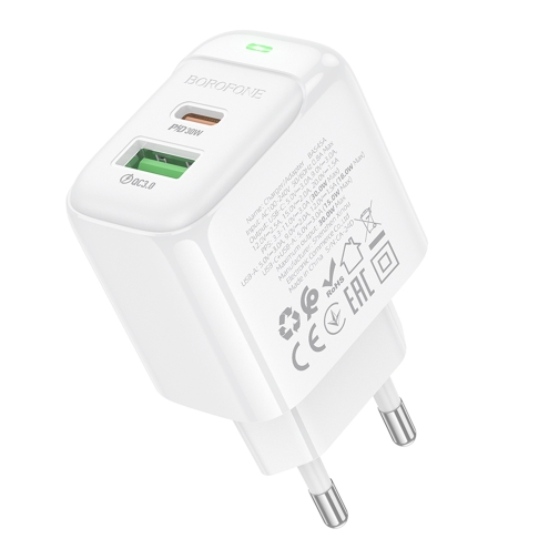 Купить Сетевое Зарядное Устройство Borofone BAS45A 1USB-C/1USB PD/QC 30W, 4