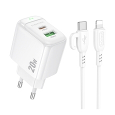 Купити Мережевий Зарядний Пристрій Borofone BAS44A 1USB-C/1USB PD/QC 20W+Type-C to Lightning