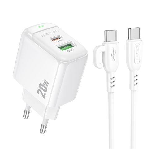 Купить Сетевое Зарядное Устройство Borofone BAS44A 1USB-C/1USB PD/QC 20W+Type-C to Type-C