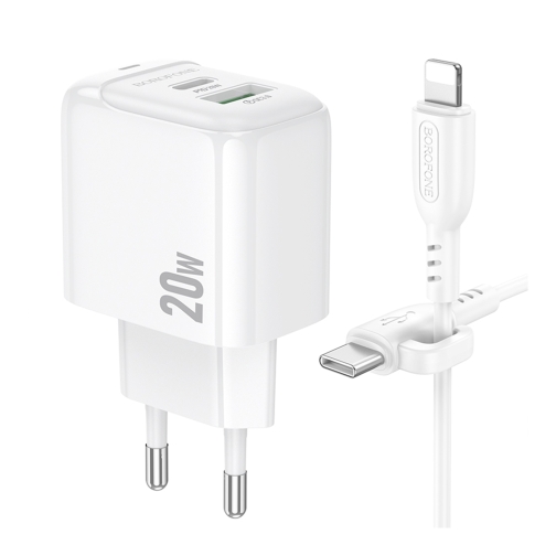 Купити Мережевий Зарядний Пристрій Borofone BAS44A 1USB-C/1USB PD/QC 20W+Type-C to Lightning, 3